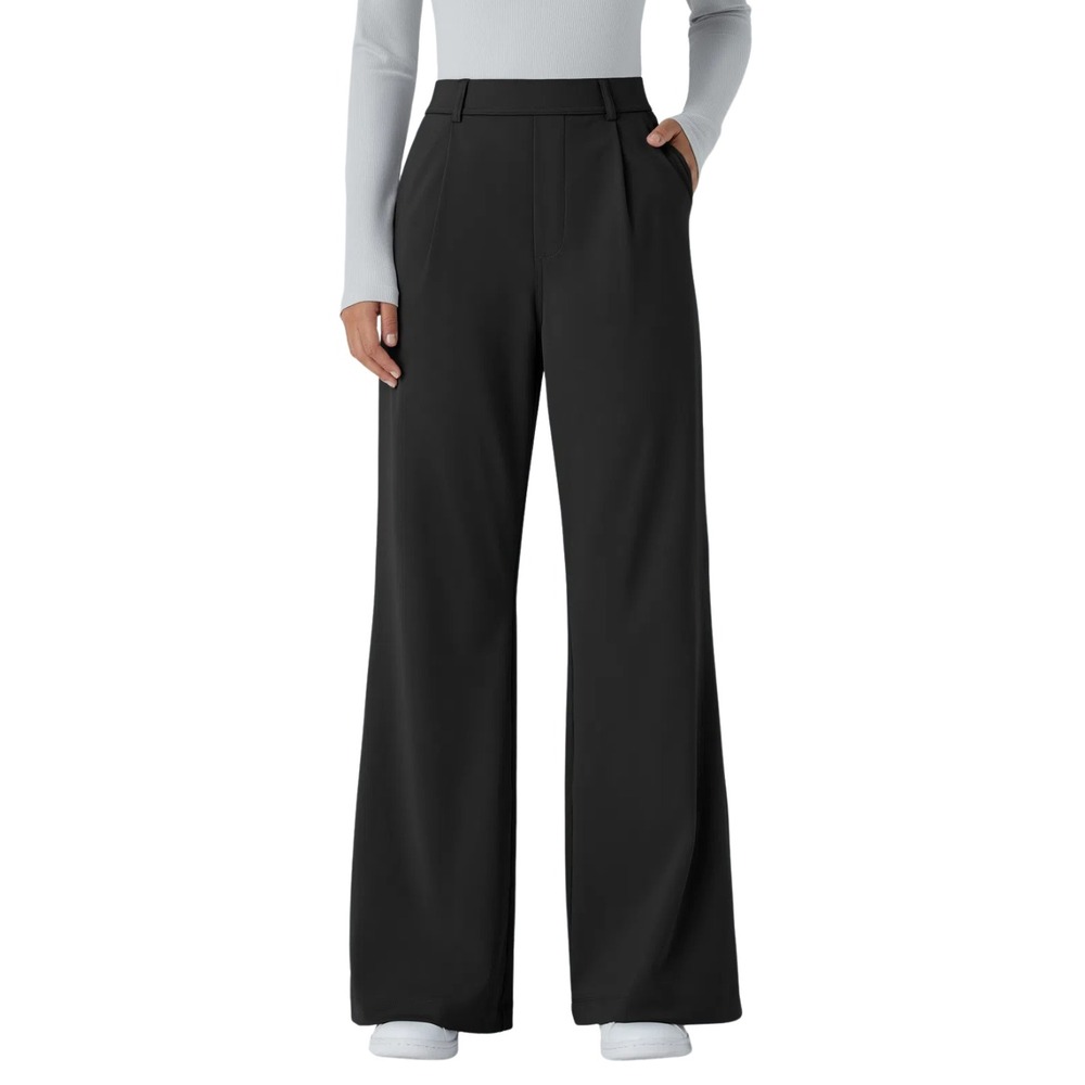 Halara Pants Womens Plus 3X Black Wide Leg Pleated High Waisted Trousers Stretch